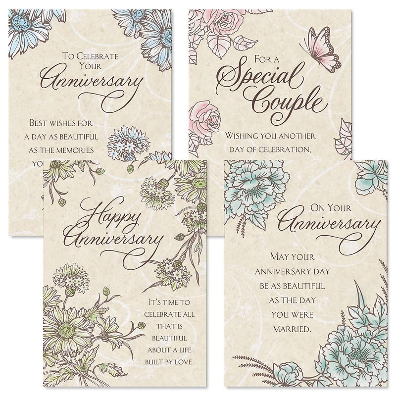 Current Expressions of Faith Anniversary Cards - Set of 8 (4 designs), Large 5" x 7" Religious Wedding Anniversary Cards with Bible Verse Inside, White Envelopes - Image 1